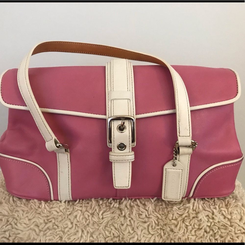Coach color block satchel handbag